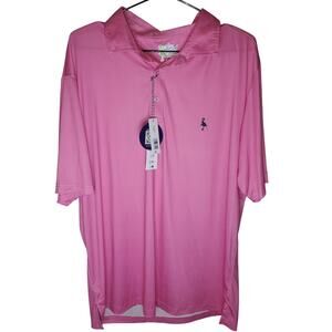 TailorByrd Mens 2XL Pink Rose Performance Polo Shirt Chevron UPF 30 Golf NEW